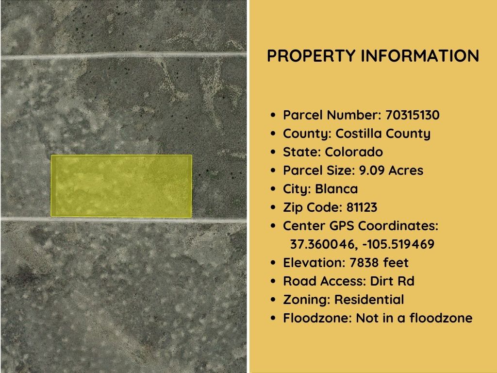 9.09 Acres with Reservoir Proximity and Infinite Potential in Costilla County - $300/mo